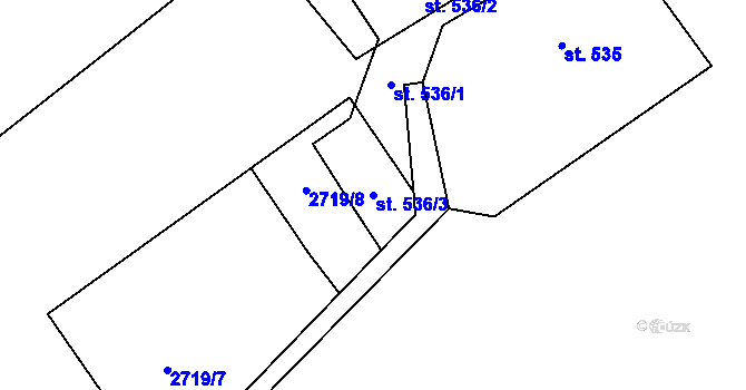 Parcela st. 536/3 v KÚ Rožnov pod Radhoštěm, Katastrální mapa
