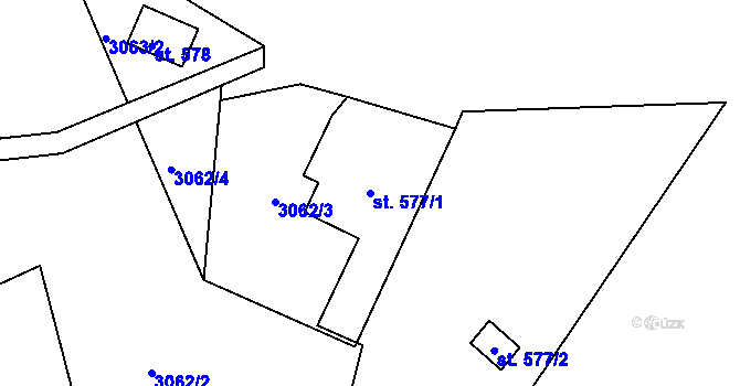 Parcela st. 577/1 v KÚ Rožnov pod Radhoštěm, Katastrální mapa