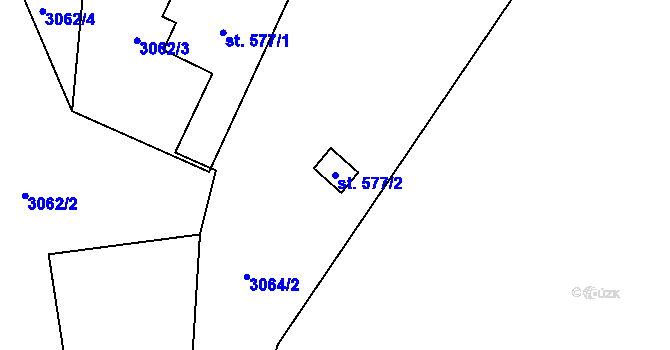 Parcela st. 577/2 v KÚ Rožnov pod Radhoštěm, Katastrální mapa