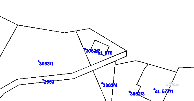 Parcela st. 578 v KÚ Rožnov pod Radhoštěm, Katastrální mapa