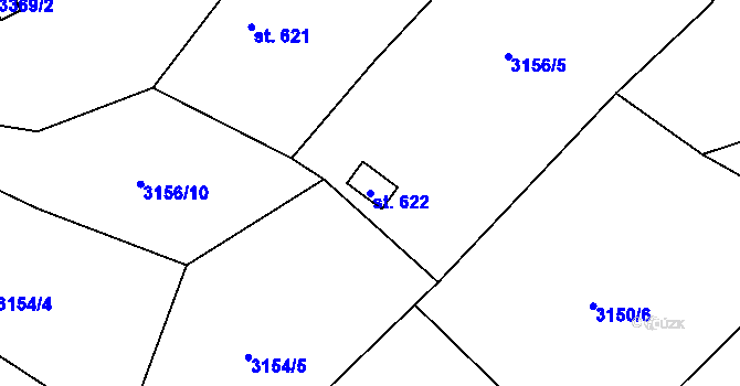 Parcela st. 622 v KÚ Rožnov pod Radhoštěm, Katastrální mapa