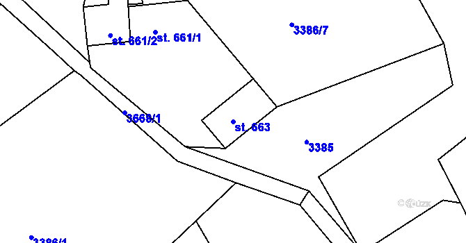 Parcela st. 663 v KÚ Rožnov pod Radhoštěm, Katastrální mapa