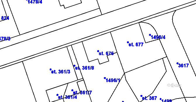 Parcela st. 676 v KÚ Rožnov pod Radhoštěm, Katastrální mapa