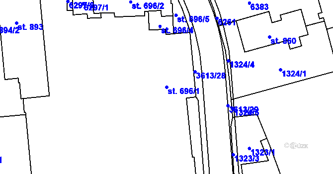 Parcela st. 696/1 v KÚ Rožnov pod Radhoštěm, Katastrální mapa