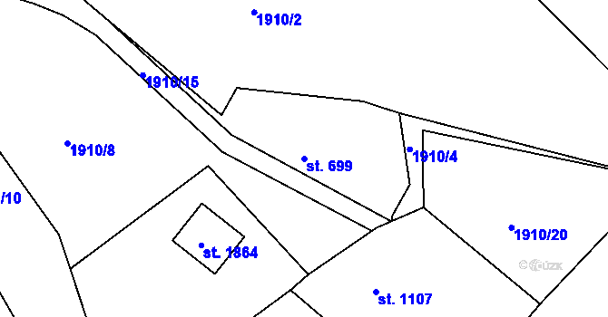 Parcela st. 699 v KÚ Rožnov pod Radhoštěm, Katastrální mapa