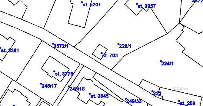 Parcela st. 703 v KÚ Rožnov pod Radhoštěm, Katastrální mapa