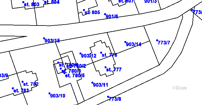Parcela st. 778 v KÚ Rožnov pod Radhoštěm, Katastrální mapa