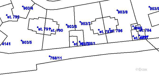 Parcela st. 788/1 v KÚ Rožnov pod Radhoštěm, Katastrální mapa