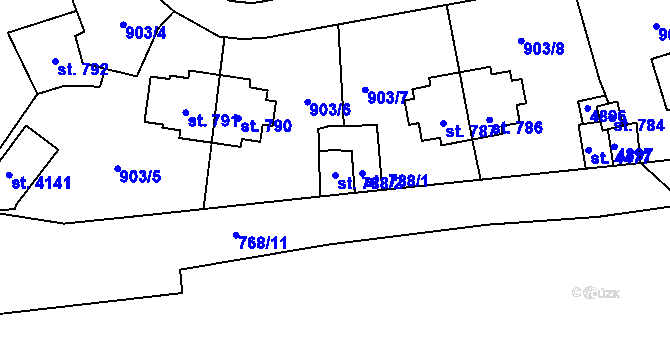 Parcela st. 788/2 v KÚ Rožnov pod Radhoštěm, Katastrální mapa