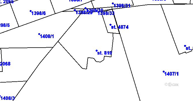 Parcela st. 819 v KÚ Rožnov pod Radhoštěm, Katastrální mapa