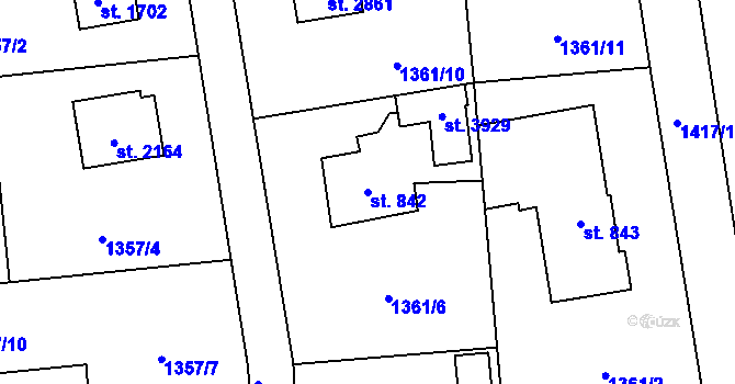 Parcela st. 842 v KÚ Rožnov pod Radhoštěm, Katastrální mapa