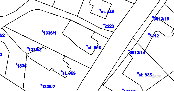 Parcela st. 858 v KÚ Rožnov pod Radhoštěm, Katastrální mapa