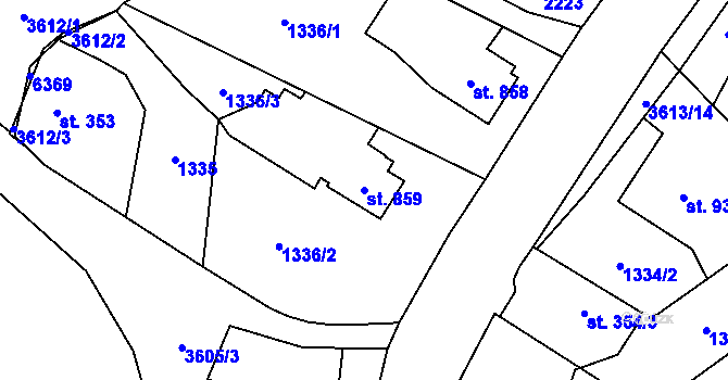 Parcela st. 859 v KÚ Rožnov pod Radhoštěm, Katastrální mapa