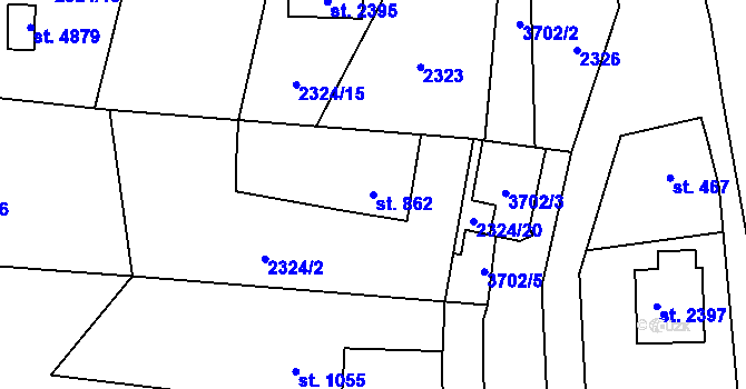 Parcela st. 862 v KÚ Rožnov pod Radhoštěm, Katastrální mapa