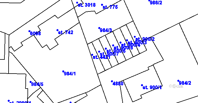 Parcela st. 900/7 v KÚ Rožnov pod Radhoštěm, Katastrální mapa