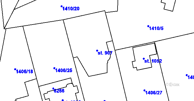 Parcela st. 907 v KÚ Rožnov pod Radhoštěm, Katastrální mapa