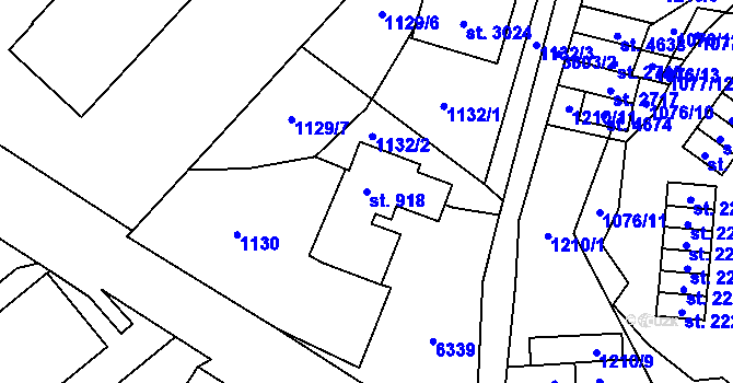 Parcela st. 918 v KÚ Rožnov pod Radhoštěm, Katastrální mapa