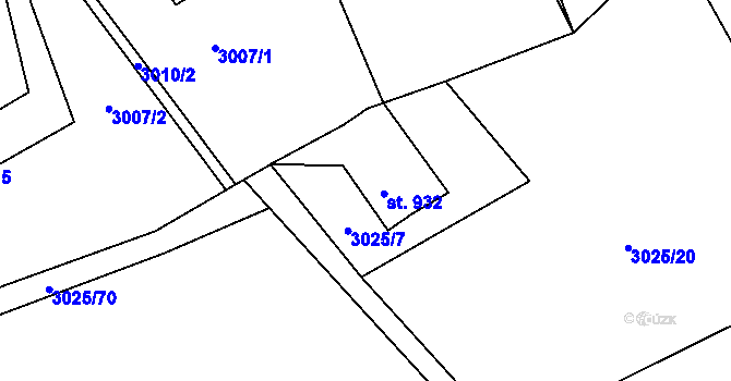 Parcela st. 932 v KÚ Rožnov pod Radhoštěm, Katastrální mapa