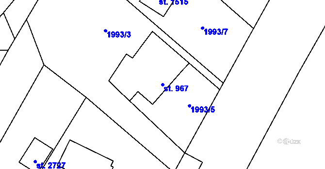 Parcela st. 967 v KÚ Rožnov pod Radhoštěm, Katastrální mapa