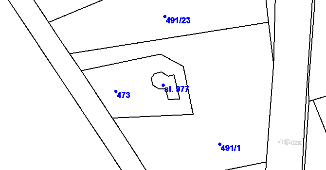 Parcela st. 977 v KÚ Rožnov pod Radhoštěm, Katastrální mapa