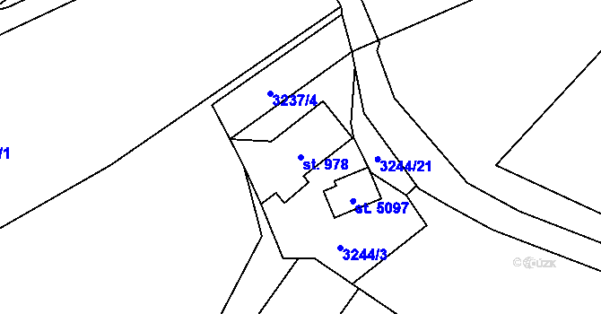 Parcela st. 978 v KÚ Rožnov pod Radhoštěm, Katastrální mapa