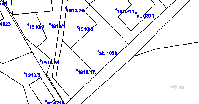 Parcela st. 1029 v KÚ Rožnov pod Radhoštěm, Katastrální mapa