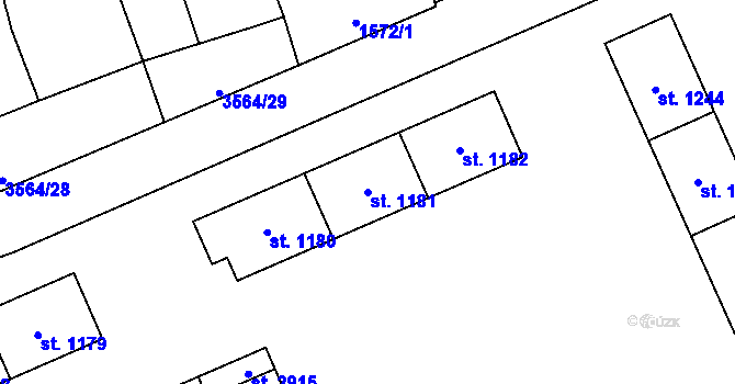 Parcela st. 1181 v KÚ Rožnov pod Radhoštěm, Katastrální mapa