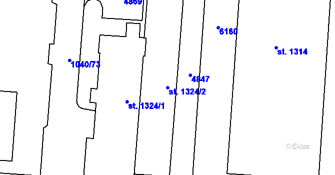 Parcela st. 1324/2 v KÚ Rožnov pod Radhoštěm, Katastrální mapa