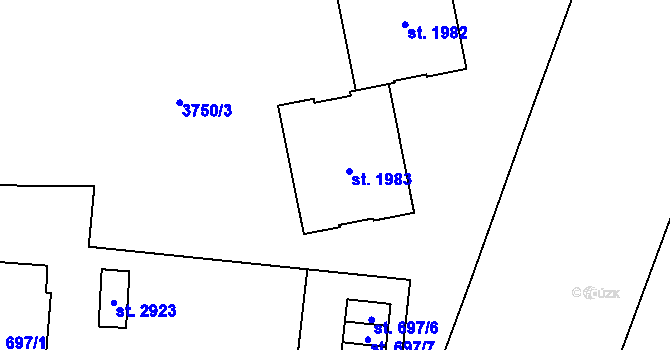 Parcela st. 1983 v KÚ Rožnov pod Radhoštěm, Katastrální mapa