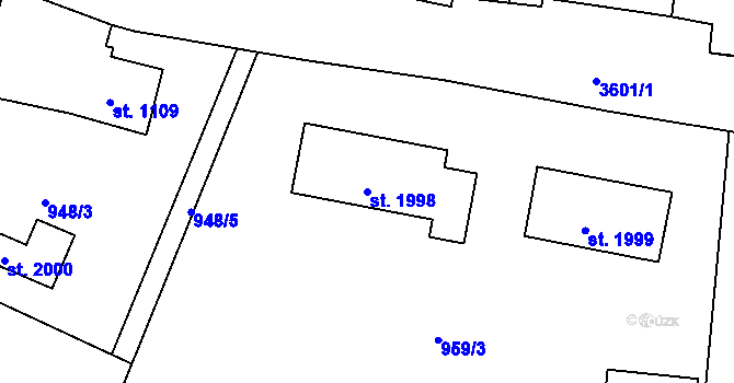 Parcela st. 1998 v KÚ Rožnov pod Radhoštěm, Katastrální mapa
