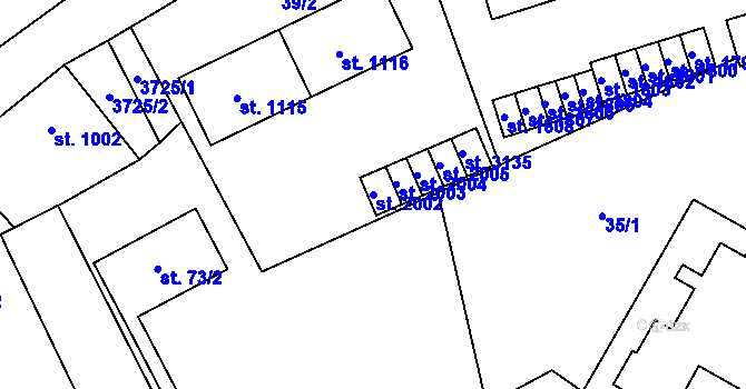 Parcela st. 2002 v KÚ Rožnov pod Radhoštěm, Katastrální mapa