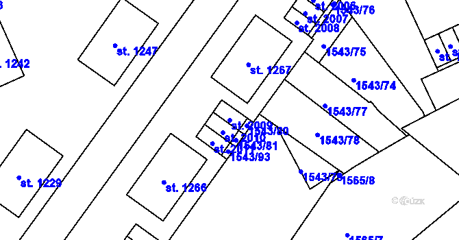 Parcela st. 2009 v KÚ Rožnov pod Radhoštěm, Katastrální mapa