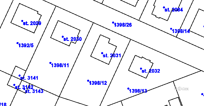 Parcela st. 2031 v KÚ Rožnov pod Radhoštěm, Katastrální mapa