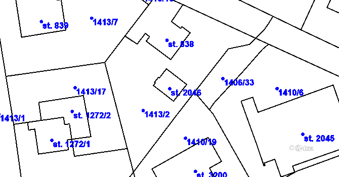 Parcela st. 2046 v KÚ Rožnov pod Radhoštěm, Katastrální mapa