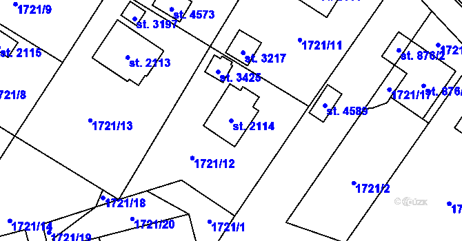 Parcela st. 2114 v KÚ Rožnov pod Radhoštěm, Katastrální mapa