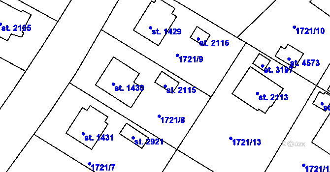 Parcela st. 2115 v KÚ Rožnov pod Radhoštěm, Katastrální mapa