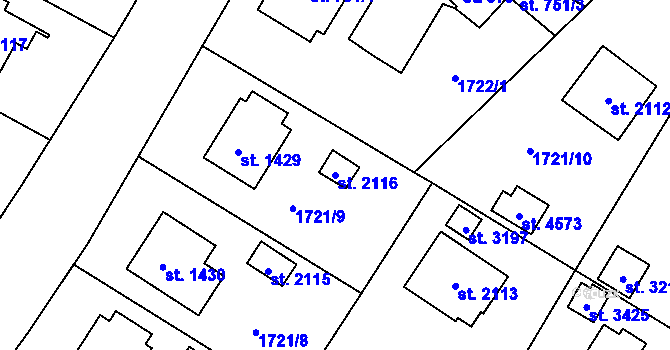 Parcela st. 2116 v KÚ Rožnov pod Radhoštěm, Katastrální mapa