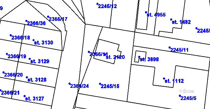 Parcela st. 2120 v KÚ Rožnov pod Radhoštěm, Katastrální mapa