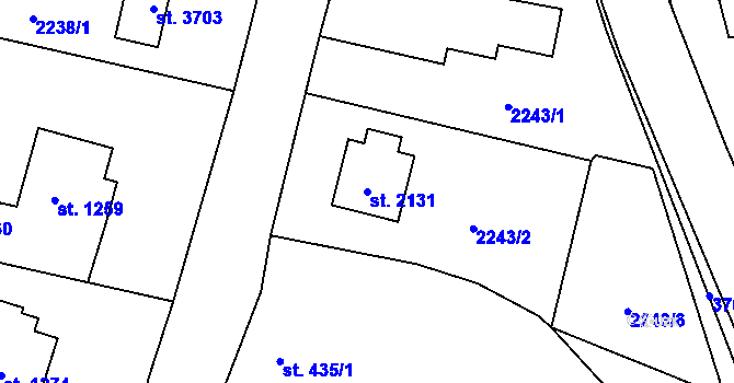 Parcela st. 2131 v KÚ Rožnov pod Radhoštěm, Katastrální mapa