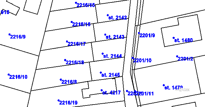 Parcela st. 2144 v KÚ Rožnov pod Radhoštěm, Katastrální mapa