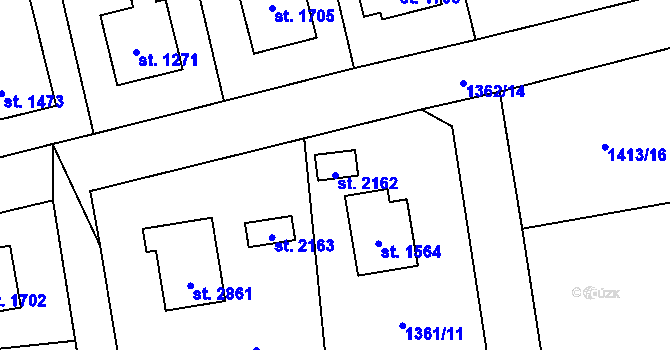 Parcela st. 2162 v KÚ Rožnov pod Radhoštěm, Katastrální mapa
