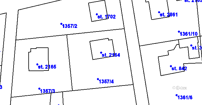 Parcela st. 2164 v KÚ Rožnov pod Radhoštěm, Katastrální mapa