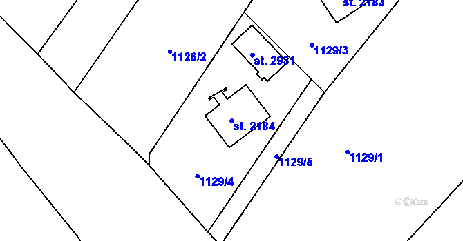 Parcela st. 2184 v KÚ Rožnov pod Radhoštěm, Katastrální mapa