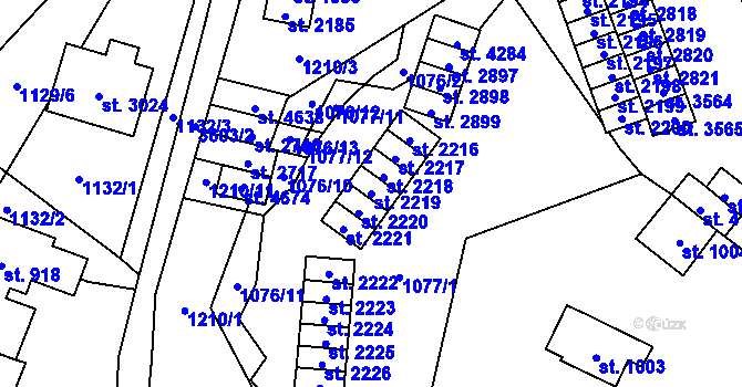 Parcela st. 2219 v KÚ Rožnov pod Radhoštěm, Katastrální mapa