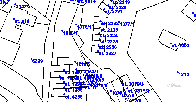 Parcela st. 2227 v KÚ Rožnov pod Radhoštěm, Katastrální mapa