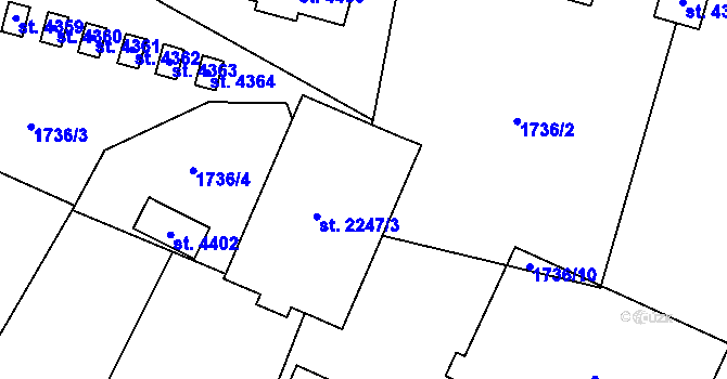 Parcela st. 2247/5 v KÚ Rožnov pod Radhoštěm, Katastrální mapa