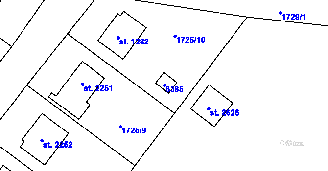 Parcela st. 2250 v KÚ Rožnov pod Radhoštěm, Katastrální mapa