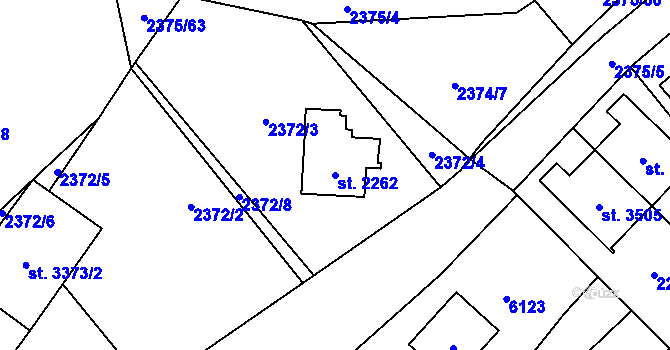 Parcela st. 2262 v KÚ Rožnov pod Radhoštěm, Katastrální mapa