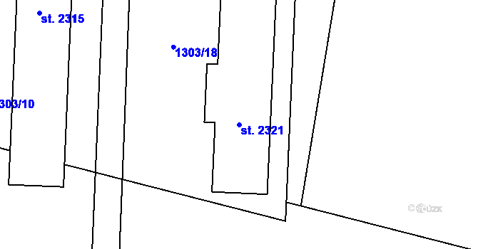 Parcela st. 2321 v KÚ Rožnov pod Radhoštěm, Katastrální mapa