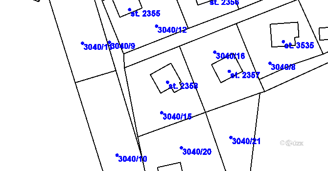 Parcela st. 2358 v KÚ Rožnov pod Radhoštěm, Katastrální mapa